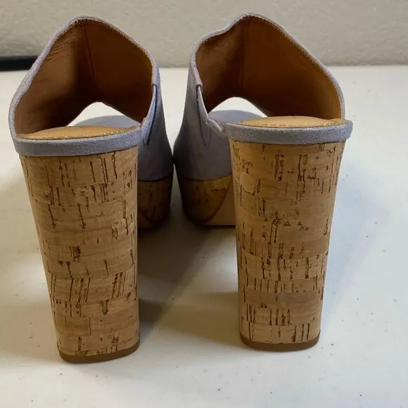 NIB Lisa Vicky Women's Joy V Lavender Kid Suede Mule Sandal Heel - Size 8