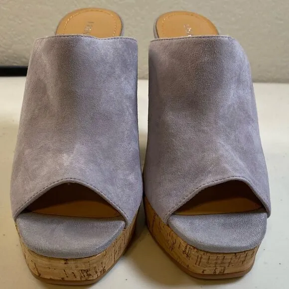 NIB Lisa Vicky Women's Joy V Lavender Kid Suede Mule Sandal Heel - Size 8