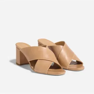 NIB Nisolo Carina Cross Strap Leather Mules in Almond Womens Size 6.5 Dustbag