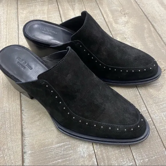 NIB Rag &amp; Bone Weiss Mules Black Suede
