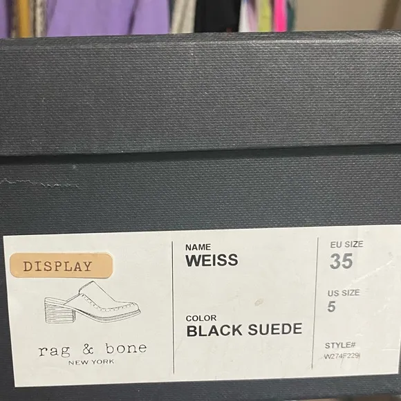 NIB Rag &amp; Bone Weiss Mules Black Suede
