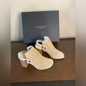 NIB Rag&amp;Bone LEIGH ND PERFORATED STRAPPY HEELS IN STUCCO