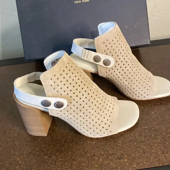 NIB Rag&amp;Bone LEIGH ND PERFORATED STRAPPY HEELS IN STUCCO