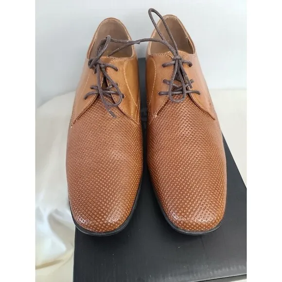 NIB Report Mens Oxford Sz 10.5 M Brown Light Tan Two Tone Dress Shoe