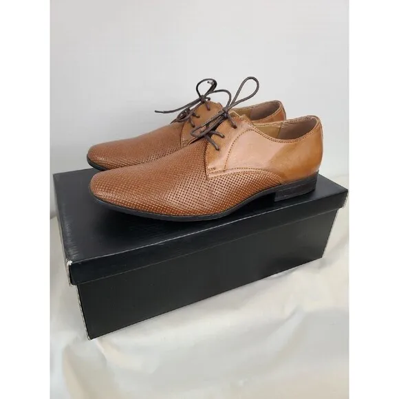 NIB Report Mens Oxford Sz 10.5 M Brown Light Tan Two Tone Dress Shoe