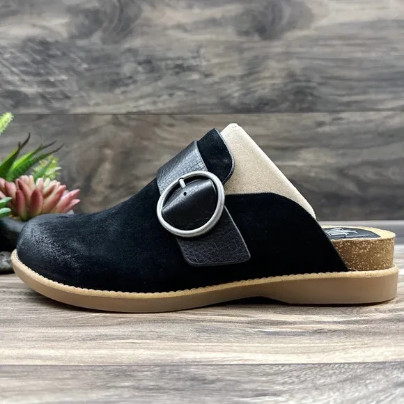 NIB Sofft Bayla 7.5M Suede Leather Slip On Comfort Clogs Mules Black