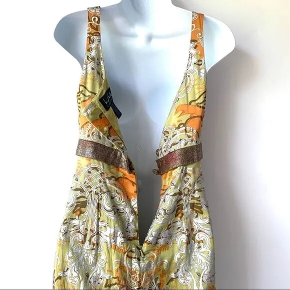 NICOLE MILLER COLLECTION ORNATE SILK DRESS