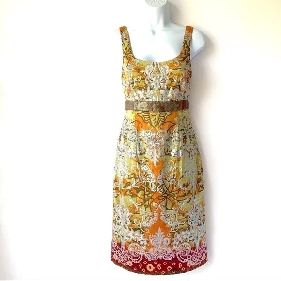 NICOLE MILLER COLLECTION ORNATE SILK DRESS