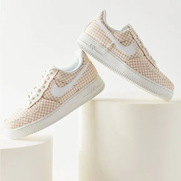 Nike Air Force 1 Low QS Sneaker Gingham Pack Neutral Beige Women’s 7.5