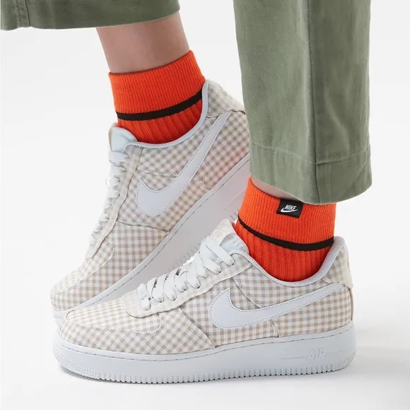 Nike Air Force 1 Low QS Sneaker Gingham Pack Neutral Beige Women’s 7.5