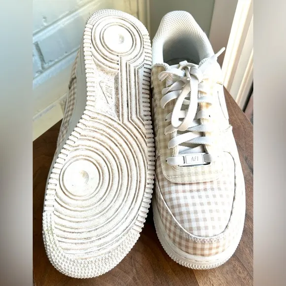 Nike Air Force 1 Low QS Sneaker Gingham Pack Neutral Beige Women’s 7.5