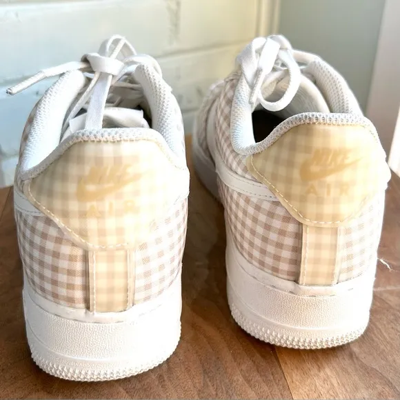 Nike Air Force 1 Low QS Sneaker Gingham Pack Neutral Beige Women’s 7.5