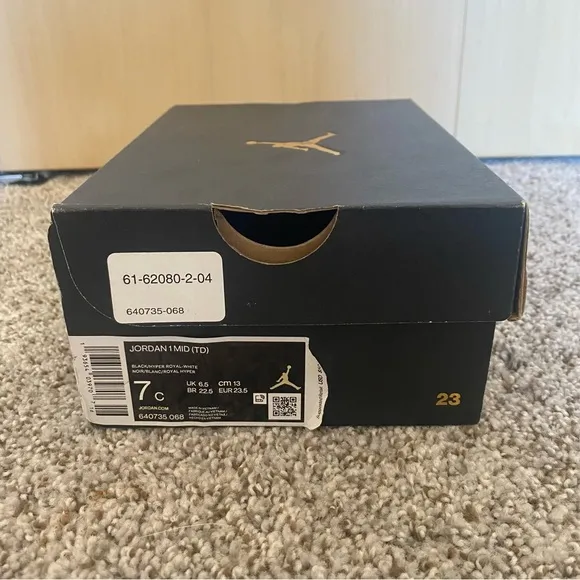 Nike Air Jordan 1 Mid TD 'Royal' Black Blue Toddler Sneakers Shoes Size 7c