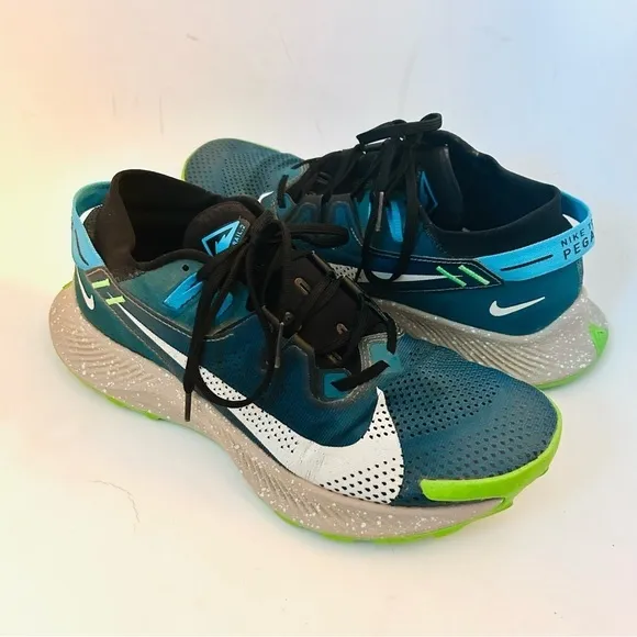 NIKE Men’s Pegasus Trail 2 Dark Teal Green Silver Trail Running Shoes Size 9