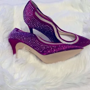 Nina pointed toe rhinestone pump Wine color