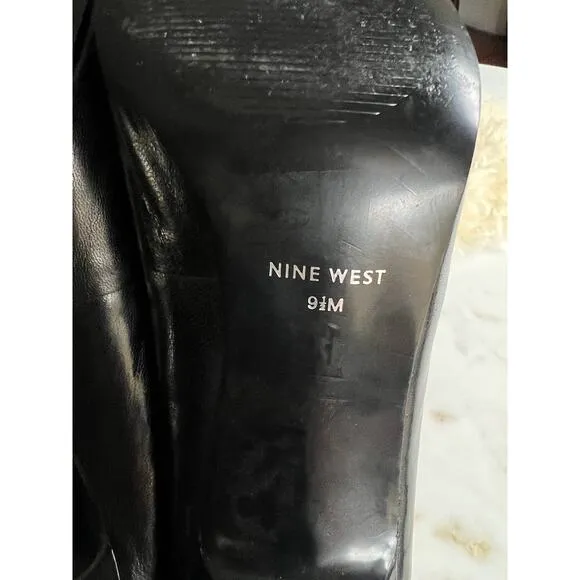 Nine West Pointed Black Leather Heels