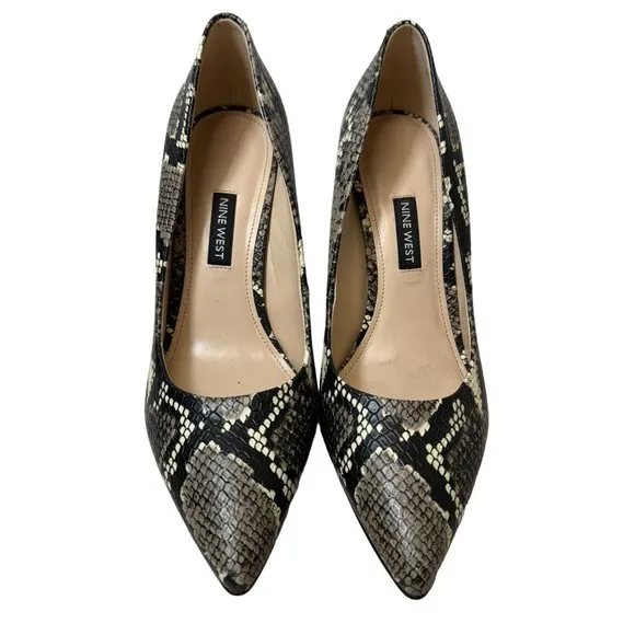 Nine West Pumps Womens 8M Ezra3 Python Snake Print Pointed Toe Stiletto‎ Heels