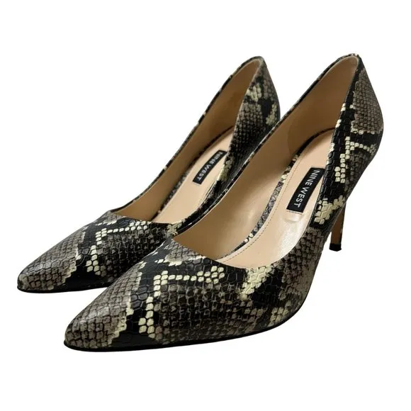 Nine West Pumps Womens 8M Ezra3 Python Snake Print Pointed Toe Stiletto‎ Heels