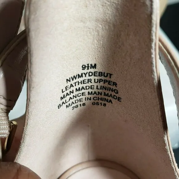 Nine West Taupe Leather Open Toe Strappy Buckle High Heels Sandals Size 9.5 M