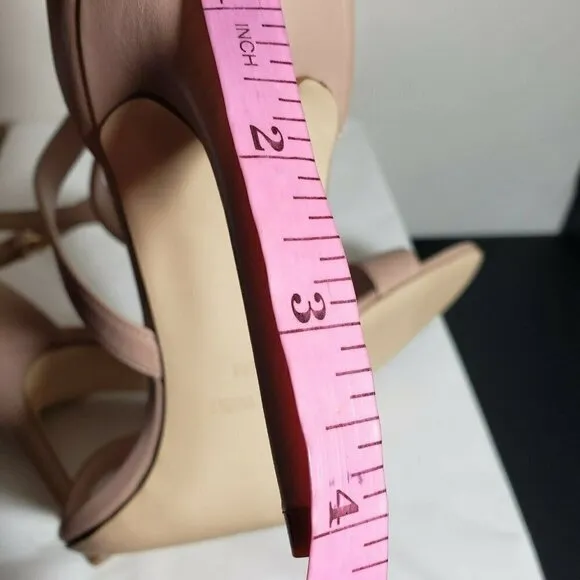 Nine West Taupe Leather Open Toe Strappy Buckle High Heels Sandals Size 9.5 M