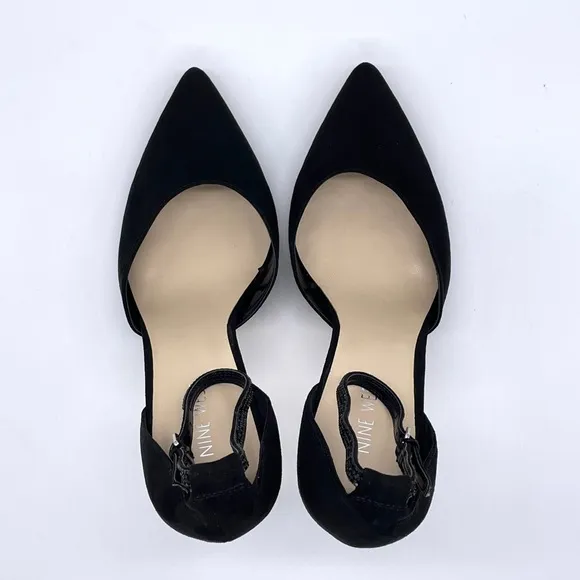 Nine West Toby Black Ankle Strap Pointed Toe Heels