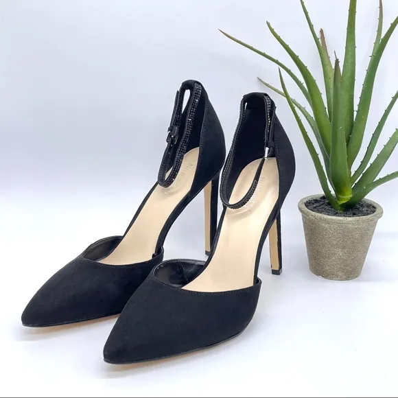 Nine West Toby Black Ankle Strap Pointed Toe Heels