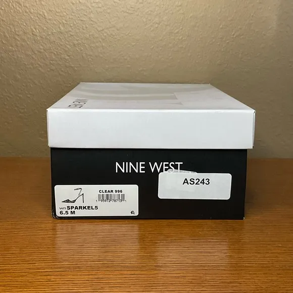 Nine West Women's Sparkle Embellished Ankle Strap Pump Heels Clear Size 6 1/2