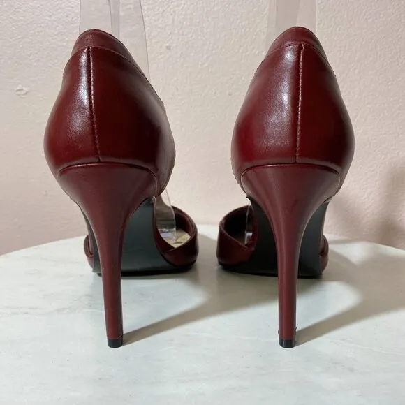 NINE WEST Burgundy Stap‎ Ankle Tie Heels