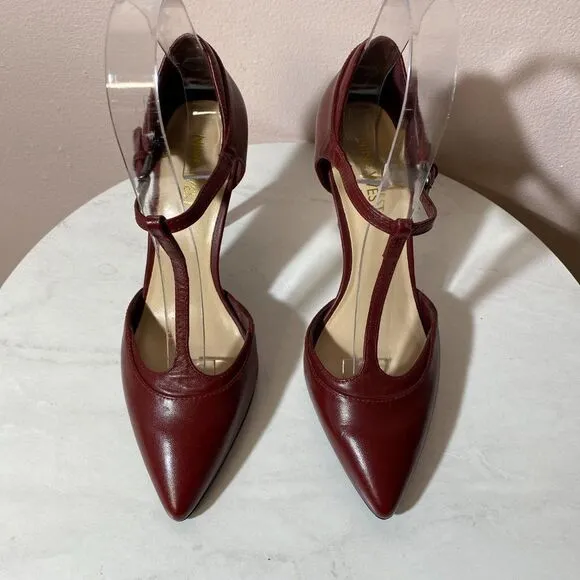 NINE WEST Burgundy Stap‎ Ankle Tie Heels