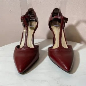 NINE WEST Burgundy Stap‎ Ankle Tie Heels
