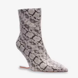 Ninety Black &amp; White Faux Snake Boots with Unique Heel women’s size 8