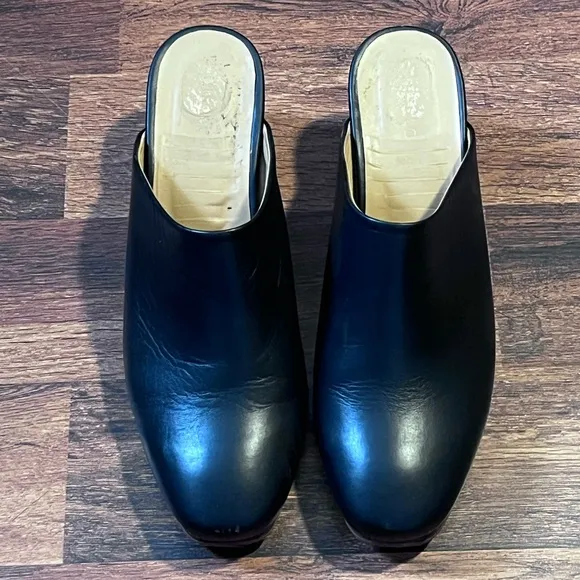 NISOLO All-Day Heeled Mule Black Smooth Leather Closed Toe Women's Size 10
