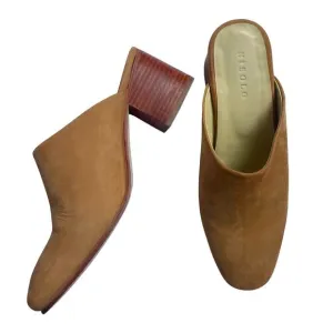 Nisolo Paloma All Day Heeled Mules Beige Suede Mules Heel Size 7.5