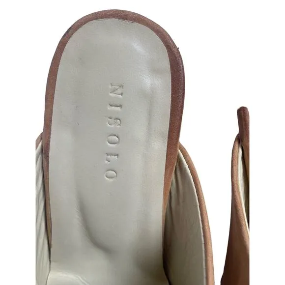 Nisolo Paloma All Day Heeled Mules Beige Suede Mules Heel Size 7.5