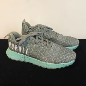 NOBULL Matrix Trail Runner Diamond Textured Gray Teal Shoes Size 7