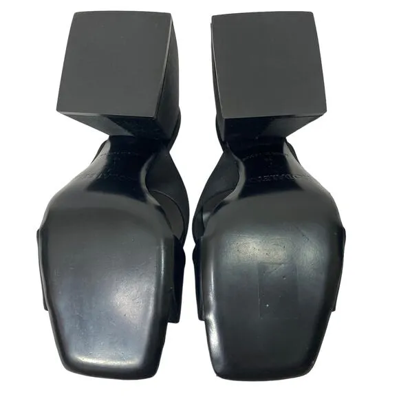Nodaleto Bulla Banks Block Heel Sandals, EU size 38  black satin Italian shoe