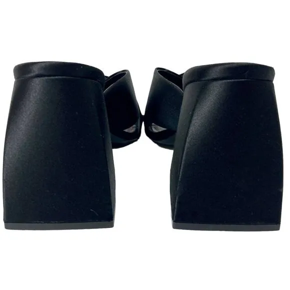 Nodaleto Bulla Banks Block Heel Sandals, EU size 38  black satin Italian shoe