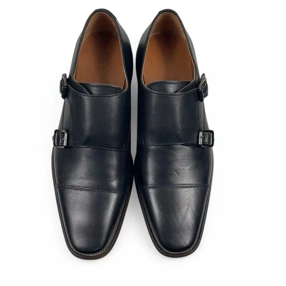 Nordstrom Men's Shop Black Leather Double Monk Strap Dress Shoes 7.5 Oxfords