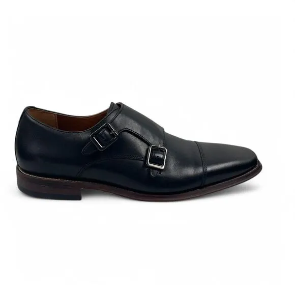Nordstrom Men's Shop Black Leather Double Monk Strap Dress Shoes 7.5 Oxfords