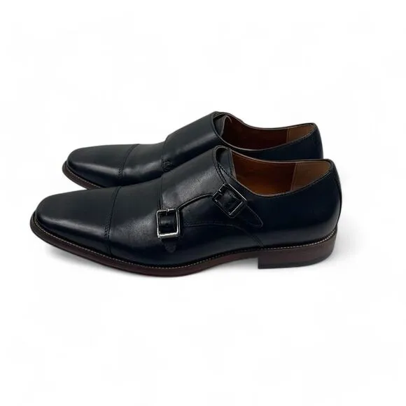 Nordstrom Men's Shop Black Leather Double Monk Strap Dress Shoes 7.5 Oxfords