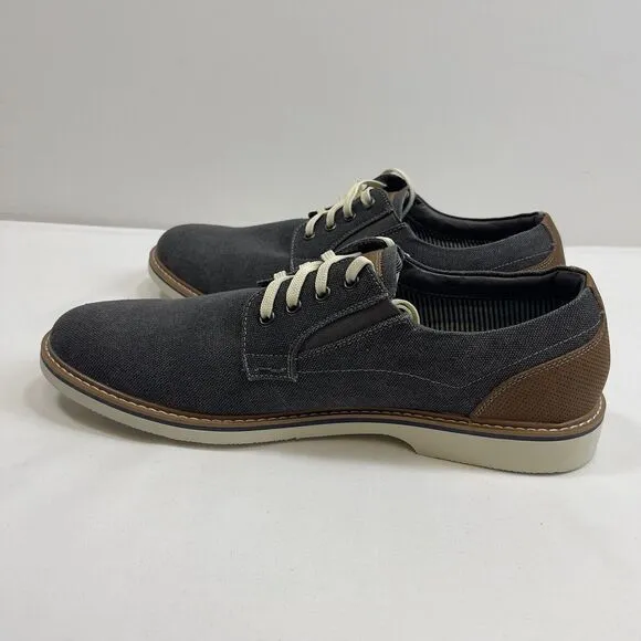 Nunn Bush Barklay Canvas Oxfords Mens 11.5 Medium Gunmetal/Gris Argnt Almond Toe