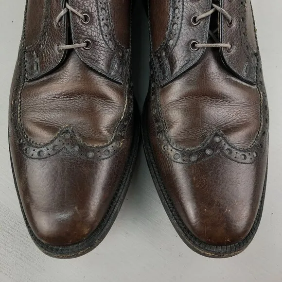 Nunn Bush VTG Men's Size 12 Brown Ankle Fashioned Custom Grade Wingtip Oxfords
