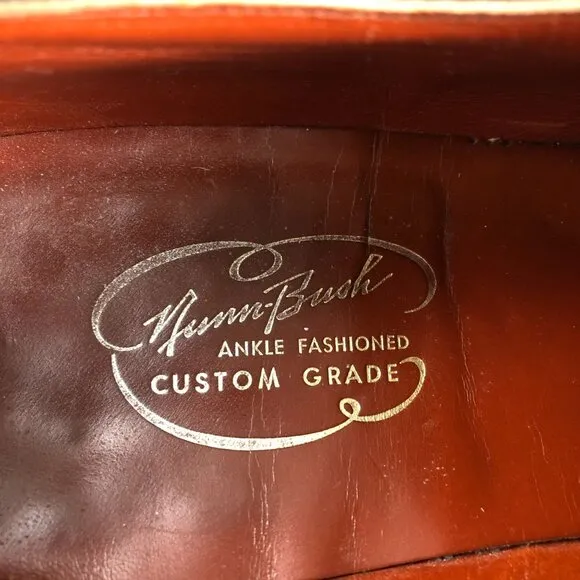 Nunn Bush VTG Men's Size 12 Brown Ankle Fashioned Custom Grade Wingtip Oxfords