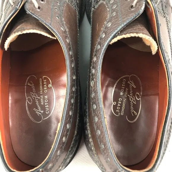 Nunn Bush VTG Men's Size 12 Brown Ankle Fashioned Custom Grade Wingtip Oxfords