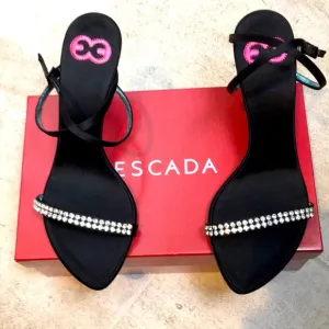 NWB Escada Heels 9 Black Rhinestone evening 39