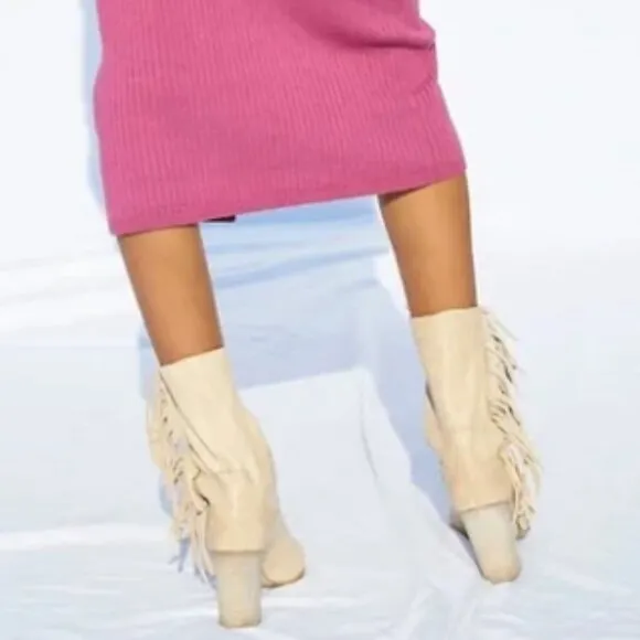 NWOB Free People Wild Rose Bone Leather Slouch Boot Made in Italy Women's Size 6