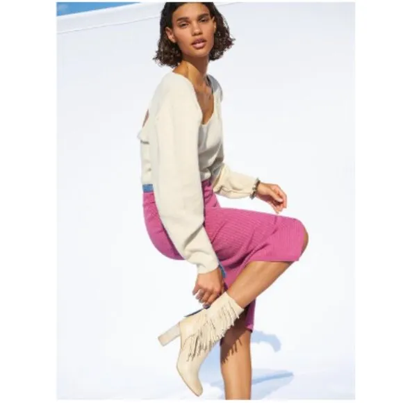 NWOB Free People Wild Rose Bone Leather Slouch Boot Made in Italy Women's Size 6