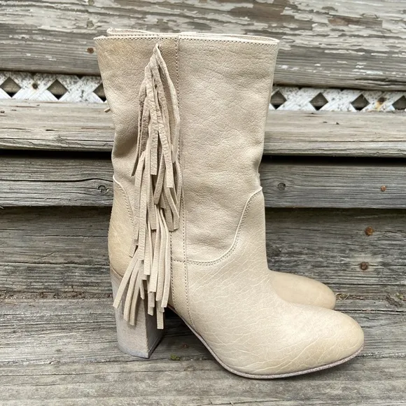 NWOB Free People Wild Rose Bone Leather Slouch Boot Made in Italy Women's Size 6