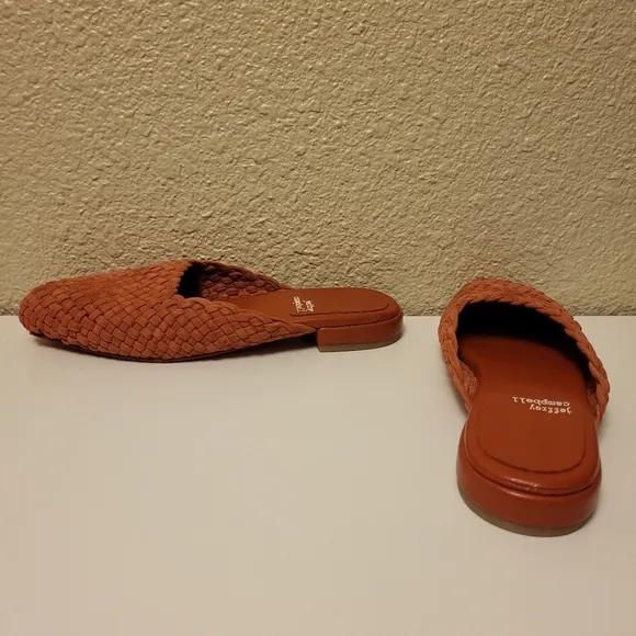 NWOB Jeffrey Campbell Brick-Red Suede Interweave Mules Size 6 / 37