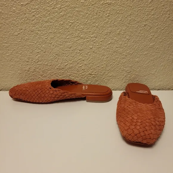 NWOB Jeffrey Campbell Brick-Red Suede Interweave Mules Size 6 / 37
